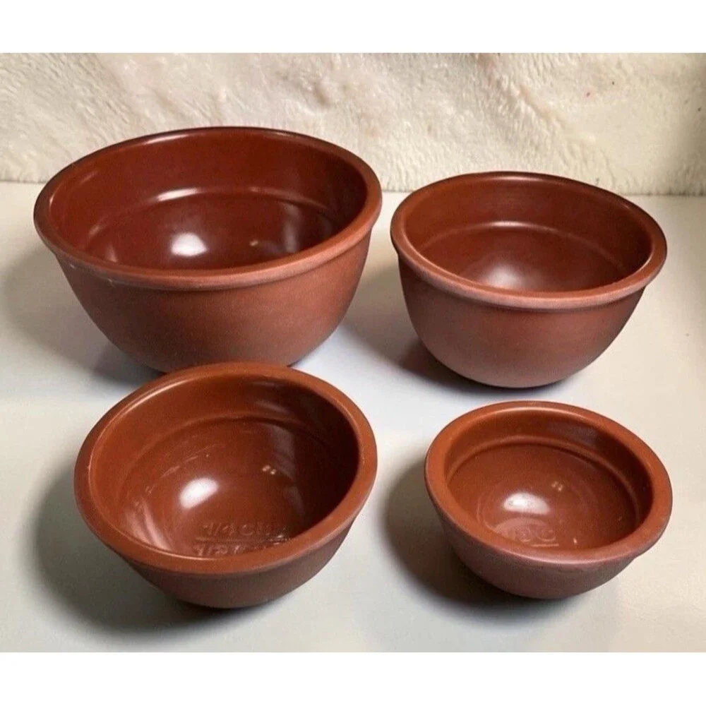 Vintage Melmac Nesting Measuring Bowls Set 5 Brown 1/8–2 Cup USA